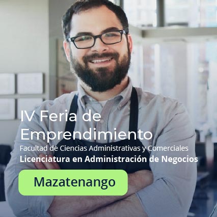 Imagen de emprendedor en su negocio, con el texto IV Feria del Emprendimiento, Mazatenango.