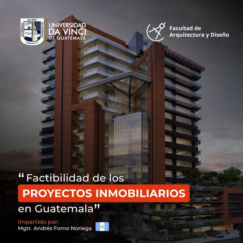 Fotografía de plano general de un edificio en una ciudad con el texto factibilidad de los proyectos inmobiliarios en Guatemala.