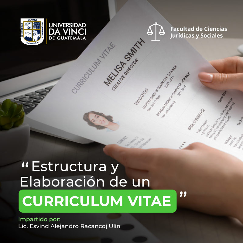 Imagen de plano contrapicado de dos manos sosteniendo un curriculum vitae. Con el texto estructura y elaboración de un curriculum vitae.