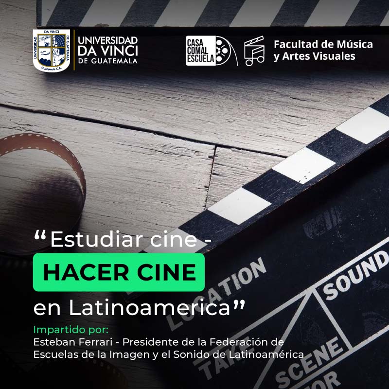 Imagen de plano cercano de una claqueta en el suelo con el texto estudiar cine - hacer cine en latinoamérica.