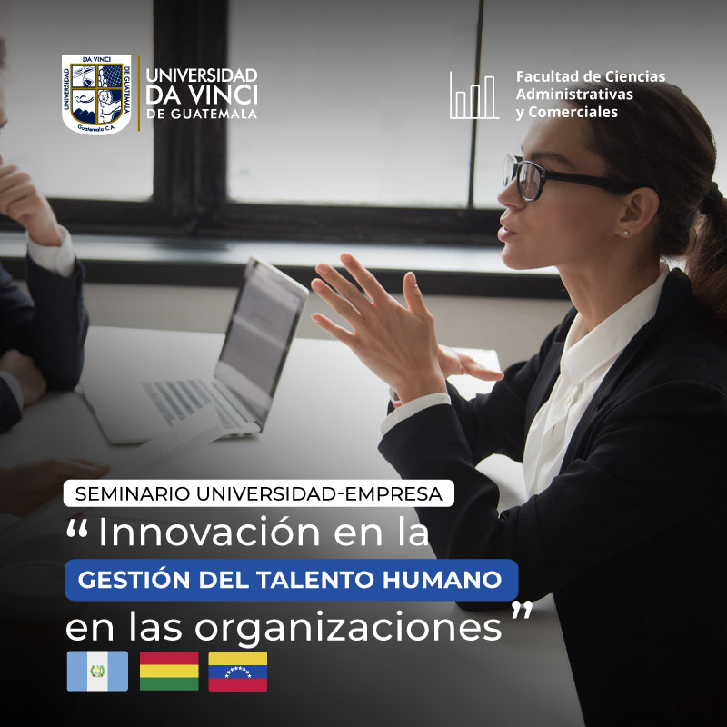 Imagen de primer plano de una joven siendo entrevistada por dos hombres en una oficina, con el texto Innovación en la gestión del talento humano en las organizaciones.