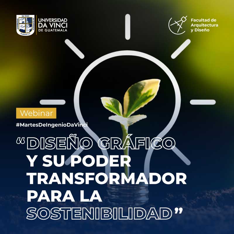 Fotografìa de un planta en germinación intervenida con un grafismos de un foco con el texto diseño gráfico y su poder transformador para la sostenibilidad.